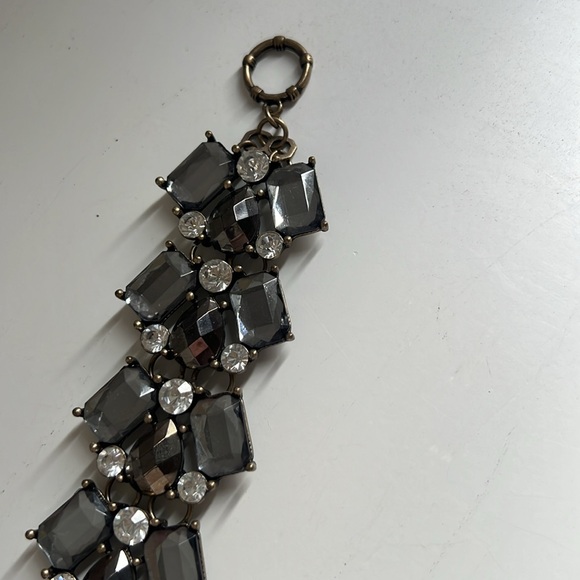 Vintage Gold Tone Clear, Smokey Grey Topaz Rhinestone Chunky Bracelet - Picture 13 of 13